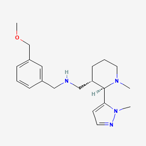 molecular formula C20H30N4O B7335186 N-[[3-(methoxymethyl)phenyl]methyl]-1-[(2R,3S)-1-methyl-2-(2-methylpyrazol-3-yl)piperidin-3-yl]methanamine 