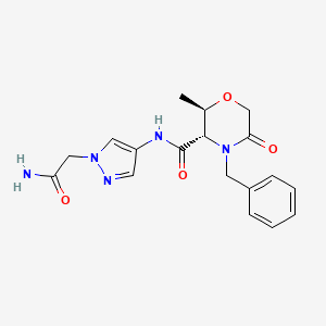 molecular formula C18H21N5O4 B7335223 (2R,3S)-N-[1-(2-amino-2-oxoethyl)pyrazol-4-yl]-4-benzyl-2-methyl-5-oxomorpholine-3-carboxamide 