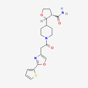 molecular formula C19H23N3O4S B7335224 (2R,3S)-2-[1-[2-(2-thiophen-2-yl-1,3-oxazol-4-yl)acetyl]piperidin-4-yl]oxolane-3-carboxamide 