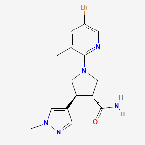 molecular formula C15H18BrN5O B7335278 (3R,4S)-1-(5-bromo-3-methylpyridin-2-yl)-4-(1-methylpyrazol-4-yl)pyrrolidine-3-carboxamide 