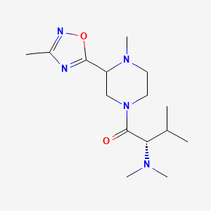 molecular formula C15H27N5O2 B7335282 (2S)-2-(dimethylamino)-3-methyl-1-[4-methyl-3-(3-methyl-1,2,4-oxadiazol-5-yl)piperazin-1-yl]butan-1-one 