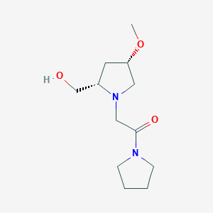 molecular formula C12H22N2O3 B7335330 2-[(2S,4S)-2-(hydroxymethyl)-4-methoxypyrrolidin-1-yl]-1-pyrrolidin-1-ylethanone 