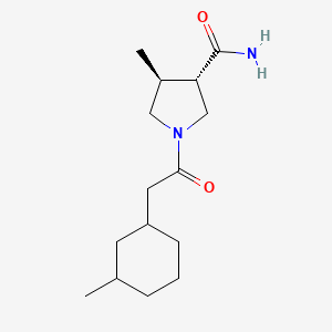 molecular formula C15H26N2O2 B7335354 (3S,4S)-4-methyl-1-[2-(3-methylcyclohexyl)acetyl]pyrrolidine-3-carboxamide 