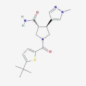 molecular formula C18H24N4O2S B7335415 (3R,4S)-1-(5-tert-butylthiophene-2-carbonyl)-4-(1-methylpyrazol-4-yl)pyrrolidine-3-carboxamide 