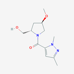 molecular formula C12H19N3O3 B7335419 (2,5-dimethylpyrazol-3-yl)-[(2S,4R)-2-(hydroxymethyl)-4-methoxypyrrolidin-1-yl]methanone 