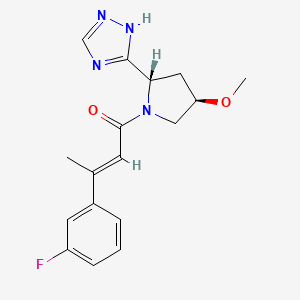 (E)-3-(3-fluorophenyl)-1-[(2S,4R)-4-methoxy-2-(1H-1,2,4-triazol-5-yl)pyrrolidin-1-yl]but-2-en-1-one