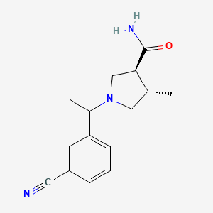 molecular formula C15H19N3O B7335511 (3S,4S)-1-[1-(3-cyanophenyl)ethyl]-4-methylpyrrolidine-3-carboxamide 