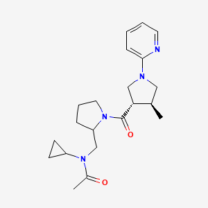 molecular formula C21H30N4O2 B7335527 N-cyclopropyl-N-[[1-[(3S,4S)-4-methyl-1-pyridin-2-ylpyrrolidine-3-carbonyl]pyrrolidin-2-yl]methyl]acetamide 