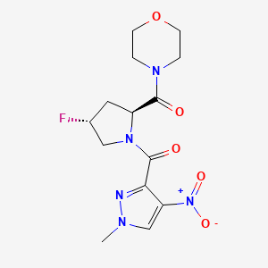 molecular formula C14H18FN5O5 B7335559 [(2S,4R)-4-fluoro-1-(1-methyl-4-nitropyrazole-3-carbonyl)pyrrolidin-2-yl]-morpholin-4-ylmethanone 