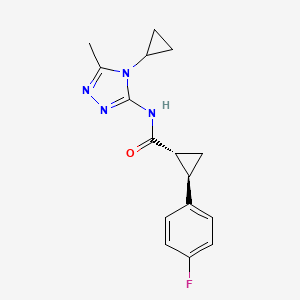 molecular formula C16H17FN4O B7335572 (1R,2R)-N-(4-cyclopropyl-5-methyl-1,2,4-triazol-3-yl)-2-(4-fluorophenyl)cyclopropane-1-carboxamide 