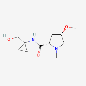 molecular formula C11H20N2O3 B7335576 (2S,4S)-N-[1-(hydroxymethyl)cyclopropyl]-4-methoxy-1-methylpyrrolidine-2-carboxamide 