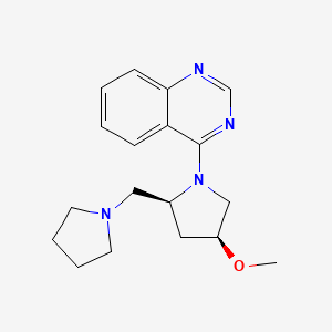 molecular formula C18H24N4O B7335589 4-[(2S,4S)-4-methoxy-2-(pyrrolidin-1-ylmethyl)pyrrolidin-1-yl]quinazoline 