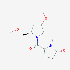 molecular formula C13H22N2O4 B7335634 5-[(2S,4S)-4-methoxy-2-(methoxymethyl)pyrrolidine-1-carbonyl]-1-methylpyrrolidin-2-one 