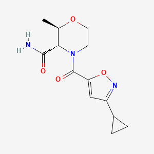 molecular formula C13H17N3O4 B7335653 (2R,3S)-4-(3-cyclopropyl-1,2-oxazole-5-carbonyl)-2-methylmorpholine-3-carboxamide 