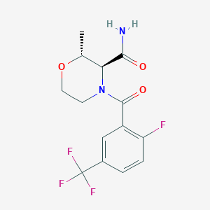 molecular formula C14H14F4N2O3 B7335676 (2R,3S)-4-[2-fluoro-5-(trifluoromethyl)benzoyl]-2-methylmorpholine-3-carboxamide 