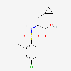 molecular formula C13H16ClNO4S B7335702 (2S)-2-[(4-chloro-2-methylphenyl)sulfonylamino]-3-cyclopropylpropanoic acid 