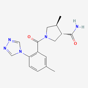 molecular formula C16H19N5O2 B7335709 (3S,4S)-4-methyl-1-[5-methyl-2-(1,2,4-triazol-4-yl)benzoyl]pyrrolidine-3-carboxamide 