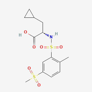 molecular formula C14H19NO6S2 B7335719 (2S)-3-cyclopropyl-2-[(2-methyl-5-methylsulfonylphenyl)sulfonylamino]propanoic acid 