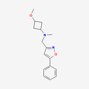 molecular formula C16H20N2O2 B7335723 3-methoxy-N-methyl-N-[(5-phenyl-1,2-oxazol-3-yl)methyl]cyclobutan-1-amine 