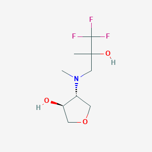 molecular formula C9H16F3NO3 B7335767 (3S,4R)-4-[methyl-(3,3,3-trifluoro-2-hydroxy-2-methylpropyl)amino]oxolan-3-ol 