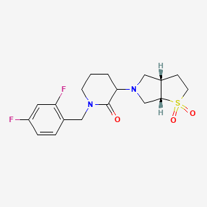 molecular formula C18H22F2N2O3S B7335787 3-[(3aS,6aS)-1,1-dioxo-2,3,3a,4,6,6a-hexahydrothieno[2,3-c]pyrrol-5-yl]-1-[(2,4-difluorophenyl)methyl]piperidin-2-one 