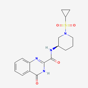 molecular formula C17H20N4O4S B7335792 N-[(3R)-1-cyclopropylsulfonylpiperidin-3-yl]-4-oxo-3H-quinazoline-2-carboxamide 