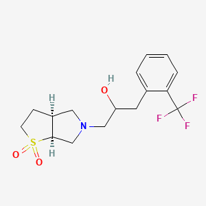 molecular formula C16H20F3NO3S B7335797 1-[(3aS,6aS)-1,1-dioxo-2,3,3a,4,6,6a-hexahydrothieno[2,3-c]pyrrol-5-yl]-3-[2-(trifluoromethyl)phenyl]propan-2-ol 