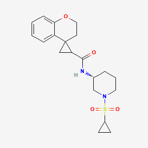 molecular formula C20H26N2O4S B7335827 N-[(3R)-1-cyclopropylsulfonylpiperidin-3-yl]spiro[2,3-dihydrochromene-4,2'-cyclopropane]-1'-carboxamide 