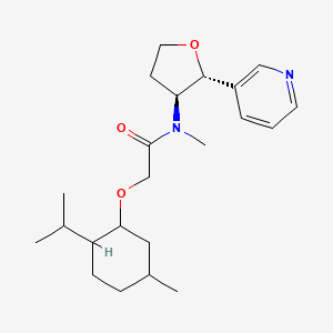 molecular formula C22H34N2O3 B7335828 N-methyl-2-(5-methyl-2-propan-2-ylcyclohexyl)oxy-N-[(2R,3S)-2-pyridin-3-yloxolan-3-yl]acetamide 