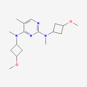 molecular formula C17H28N4O2 B7335878 2-N,4-N-bis(3-methoxycyclobutyl)-2-N,4-N,5-trimethylpyrimidine-2,4-diamine 