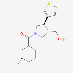 molecular formula C18H27NO2S B7335933 (3,3-dimethylcyclohexyl)-[(3S,4R)-3-(hydroxymethyl)-4-thiophen-3-ylpyrrolidin-1-yl]methanone 