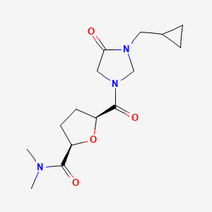 molecular formula C15H23N3O4 B7335979 (2R,5S)-5-[3-(cyclopropylmethyl)-4-oxoimidazolidine-1-carbonyl]-N,N-dimethyloxolane-2-carboxamide 