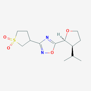 molecular formula C13H20N2O4S B7336066 3-[5-[(2S,3S)-3-propan-2-yloxolan-2-yl]-1,2,4-oxadiazol-3-yl]thiolane 1,1-dioxide 