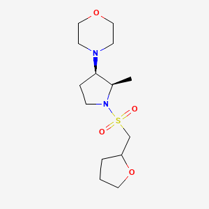 molecular formula C14H26N2O4S B7336097 4-[(2R,3R)-2-methyl-1-(oxolan-2-ylmethylsulfonyl)pyrrolidin-3-yl]morpholine 