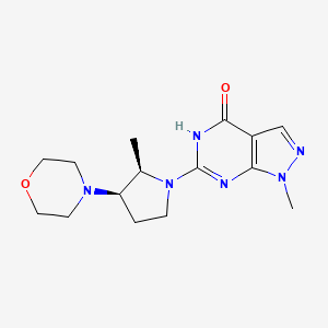 molecular formula C15H22N6O2 B7336107 1-methyl-6-[(2R,3R)-2-methyl-3-morpholin-4-ylpyrrolidin-1-yl]-5H-pyrazolo[3,4-d]pyrimidin-4-one 