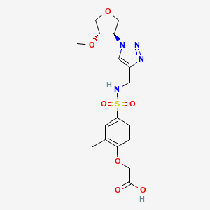 molecular formula C17H22N4O7S B7336110 2-[4-[[1-[(3R,4S)-4-methoxyoxolan-3-yl]triazol-4-yl]methylsulfamoyl]-2-methylphenoxy]acetic acid 