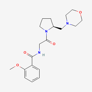 molecular formula C19H27N3O4 B7336121 2-methoxy-N-[2-[(2S)-2-(morpholin-4-ylmethyl)pyrrolidin-1-yl]-2-oxoethyl]benzamide 