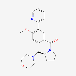 molecular formula C22H27N3O3 B7336126 (4-methoxy-3-pyridin-2-ylphenyl)-[(2S)-2-(morpholin-4-ylmethyl)pyrrolidin-1-yl]methanone 