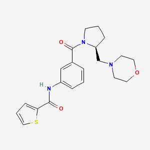 molecular formula C21H25N3O3S B7336132 N-[3-[(2S)-2-(morpholin-4-ylmethyl)pyrrolidine-1-carbonyl]phenyl]thiophene-2-carboxamide 