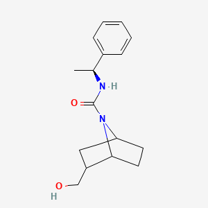 molecular formula C16H22N2O2 B7336147 2-(hydroxymethyl)-N-[(1S)-1-phenylethyl]-7-azabicyclo[2.2.1]heptane-7-carboxamide 