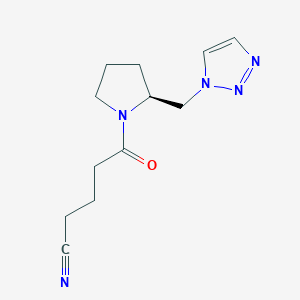 molecular formula C12H17N5O B7336224 5-oxo-5-[(2S)-2-(triazol-1-ylmethyl)pyrrolidin-1-yl]pentanenitrile 