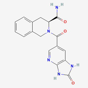 molecular formula C17H15N5O3 B7336240 (3S)-2-(2-oxo-1,3-dihydroimidazo[4,5-b]pyridine-6-carbonyl)-3,4-dihydro-1H-isoquinoline-3-carboxamide 