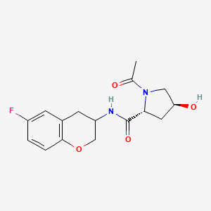 molecular formula C16H19FN2O4 B7336276 (2R,4S)-1-acetyl-N-(6-fluoro-3,4-dihydro-2H-chromen-3-yl)-4-hydroxypyrrolidine-2-carboxamide 