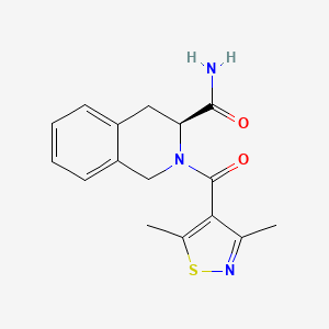 molecular formula C16H17N3O2S B7336319 (3S)-2-(3,5-dimethyl-1,2-thiazole-4-carbonyl)-3,4-dihydro-1H-isoquinoline-3-carboxamide 