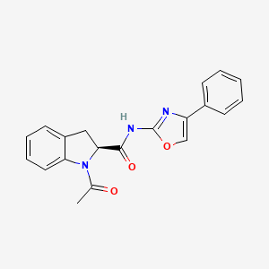 molecular formula C20H17N3O3 B7336384 (2S)-1-acetyl-N-(4-phenyl-1,3-oxazol-2-yl)-2,3-dihydroindole-2-carboxamide 