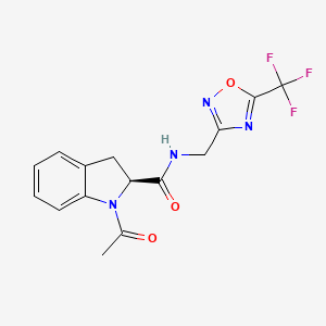 (2S)-1-acetyl-N-[[5-(trifluoromethyl)-1,2,4-oxadiazol-3-yl]methyl]-2,3-dihydroindole-2-carboxamide