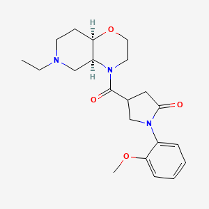 molecular formula C21H29N3O4 B7336464 4-[(4aS,8aR)-6-ethyl-3,4a,5,7,8,8a-hexahydro-2H-pyrido[4,3-b][1,4]oxazine-4-carbonyl]-1-(2-methoxyphenyl)pyrrolidin-2-one 