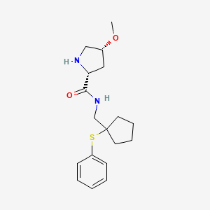 (2R,4R)-4-methoxy-N-[(1-phenylsulfanylcyclopentyl)methyl]pyrrolidine-2-carboxamide