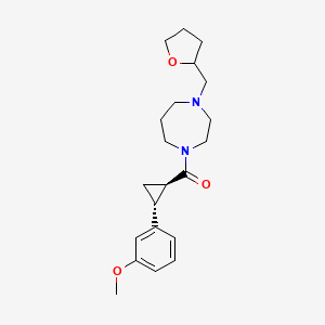 molecular formula C21H30N2O3 B7336610 [(1R,2R)-2-(3-methoxyphenyl)cyclopropyl]-[4-(oxolan-2-ylmethyl)-1,4-diazepan-1-yl]methanone 