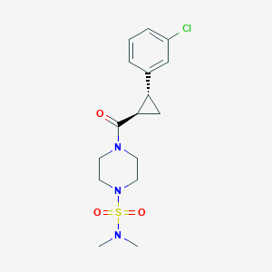 molecular formula C16H22ClN3O3S B7337210 4-[(1R,2R)-2-(3-chlorophenyl)cyclopropanecarbonyl]-N,N-dimethylpiperazine-1-sulfonamide 